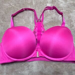 Pink Lane Bryant Cacique Smooth Boost Plunge Bra, Front Close, Racerback, 38C